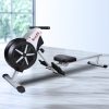 Rowing Exercise Machine Rower Resistance Fitness Home Gym Cardio Air – Black and Grey