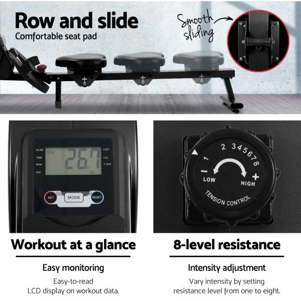 Magnetic Rowing Exercise Machine Rower Resistance Cardio Fitness Gym