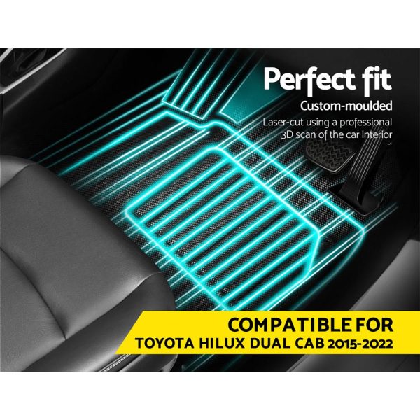 Car Rubber Floor Mats Compatible For Toyota Hilux Dual Cab 2015-2022