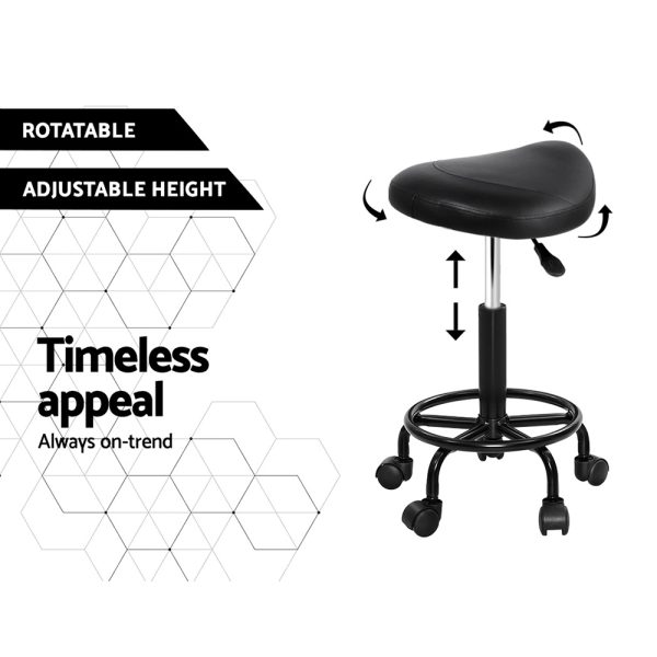 Saddle Stool Salon Chair Black Swivel Beauty Barber Hairdressing Gas Lift – 1