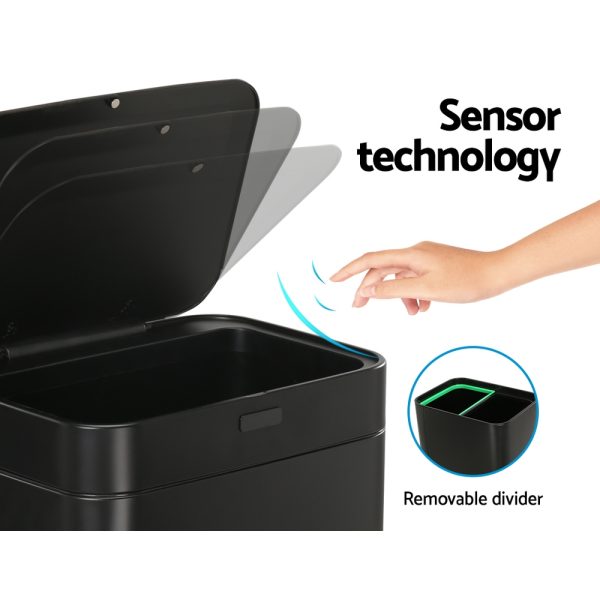 70L Motion Sensor Bin Pedal Bins Automatic Black