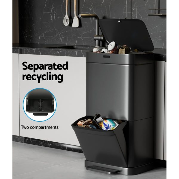 70L Motion Sensor Bin Pedal Bins Automatic Black