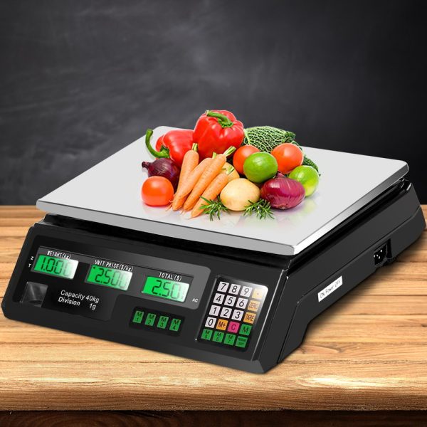 40KG Digital Kitchen Scale Electronic Scales Shop Market Commercial – Black