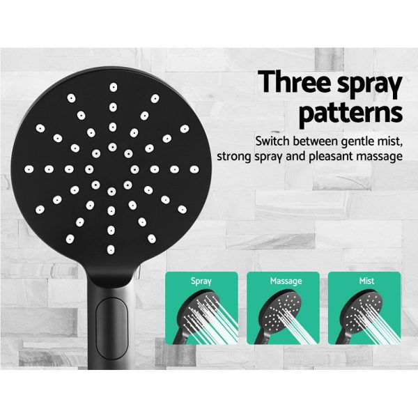 WELS 9” Rain Shower Head Set Round Handheld High Pressure Wall – Black, 9” Round Shower Head