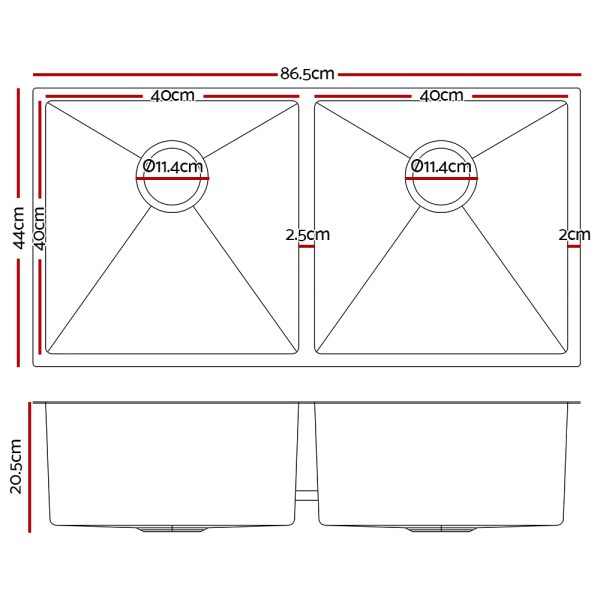 Homemade Kitchen Sink Stainless Steel Sink – 86.5x44x20.5 cm