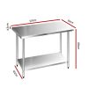 304 Stainless Steel Commercial Kitchen Bench – 121x61x89 cm, Without wheel