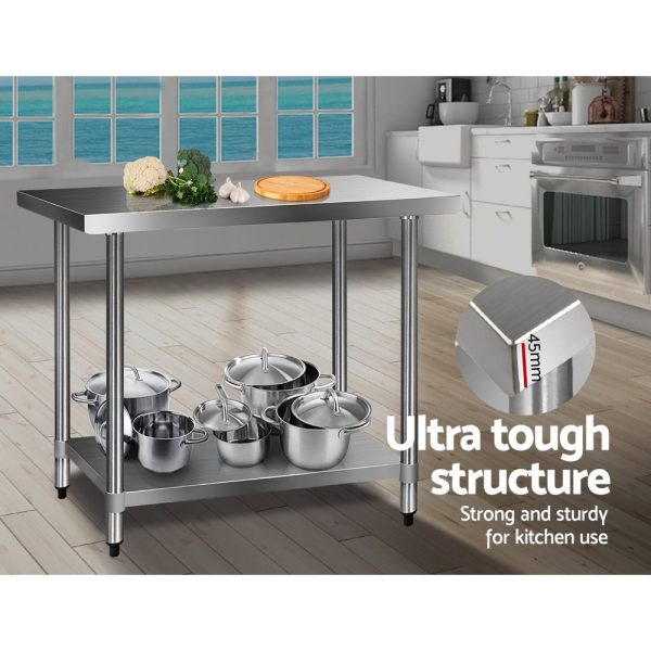 304 Stainless Steel Commercial Kitchen Bench – 121x61x89 cm, Without wheel