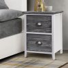 Bedside Table 2 Drawers Vintage X2 – THYME Grey