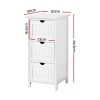 Bedside Table Bathroom Storage Cabinet 3 Drawers White