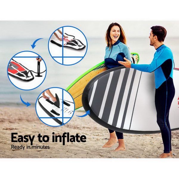 Stand Up Paddle Boards SUP 11ft Inflatable Surfboard Paddleboard Kayak – Black and White and Red