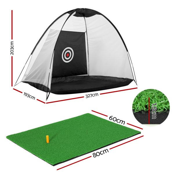 3M Golf Practice Net And Training Mat Set Driving Target Black