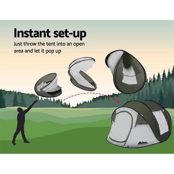 Instant Up Camping Tent 4-5 Person Pop up Tents Family Hiking Beach Dome