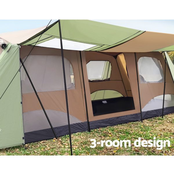 Instant Up Camping Tent 10 Person Outdoor Family Hiking Tents 3 Rooms