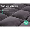 Mattress Topper Pillowtop 1000GSM Charcoal Microfibre Bamboo Fibre Filling Protector – QUEEN