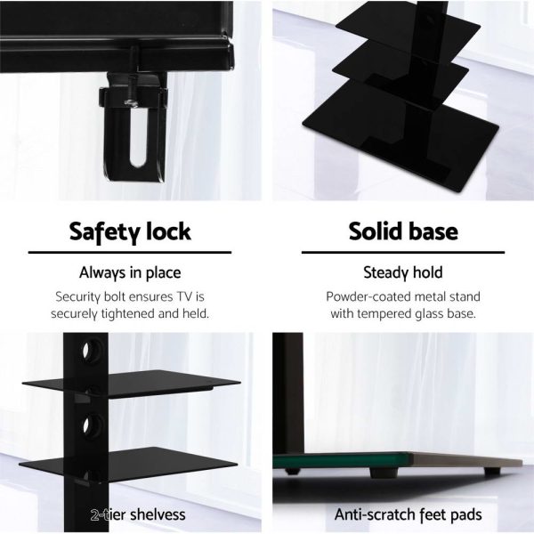 TV Stand Mount Bracket for 32″-70″ LED LCD 3 Tiers Storage Floor Shelf