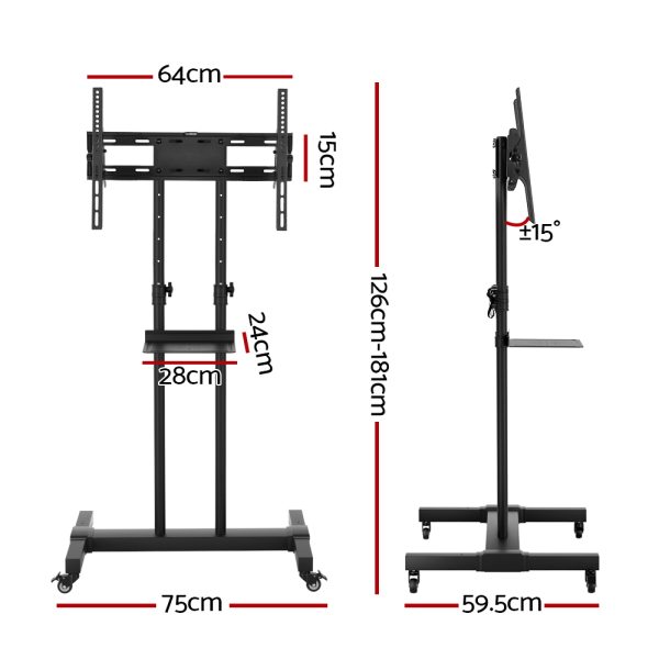 Mobile TV Stand for 23″-65″ TVs Mount Bracket Portable Solid Trolley Cart