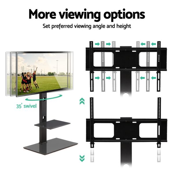 TV Stand Mount Bracket for 32″-70″ LED LCD 2 Tiers Storage Floor Shelf