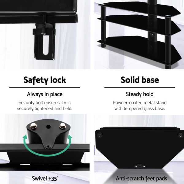 TV Stand Mount Bracket for 32″-60″ LED LCD 3 Tiers Storage Floor Shelf