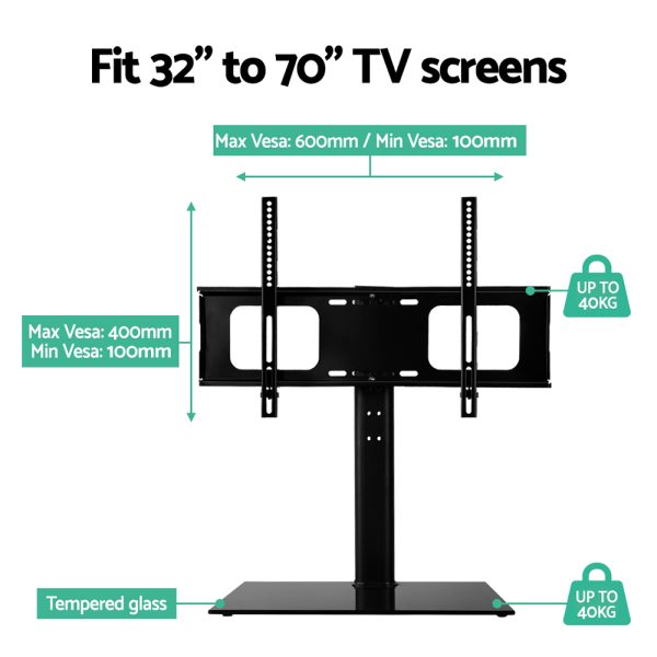 TV Stand Mount Bracket for 32″-70″ LED LCD Swivel Tabletop Desktop Plasma