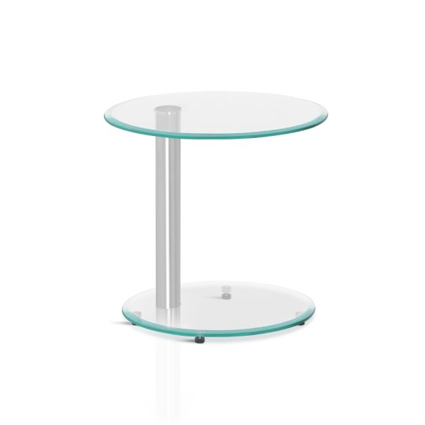 Coffee Table Round Tempered Glass Side End Beside Tables Cafe 45cm