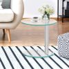 Coffee Table Round Tempered Glass Side End Beside Tables Cafe 45cm