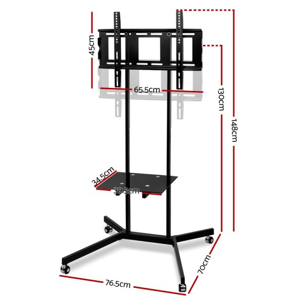 Mobile TV Stand for 32″-65″ TVs Mount Bracket Portable Shelf Trolley Cart