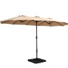 Outdoor Umbrella Beach Twin Base Stand Garden Sun Shade 4.57m – Beige