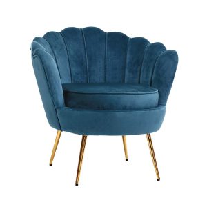 Armchair Lounge Chair Accent Armchairs Retro Lounge Accent Chair Single Sofa Velvet Shell Back Seat – Navy Blue