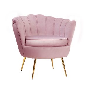 Armchair Lounge Chair Accent Armchairs Retro Lounge Accent Chair Single Sofa Velvet Shell Back Seat – Pink