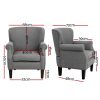 Armchair Accent Chair Retro Armchairs Lounge Accent Chair Single Sofa Linen Fabric Seat Grey