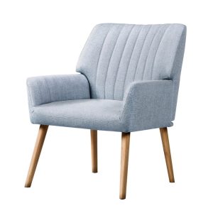 Armchair Lounge Chair Armchairs Accent Chairs Sofa Couch Fabric – Blue Grey