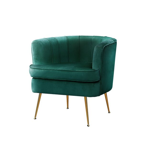 Armchair Lounge Accent Chair Armchairs Sofa Chairs Velvet Couch – Green