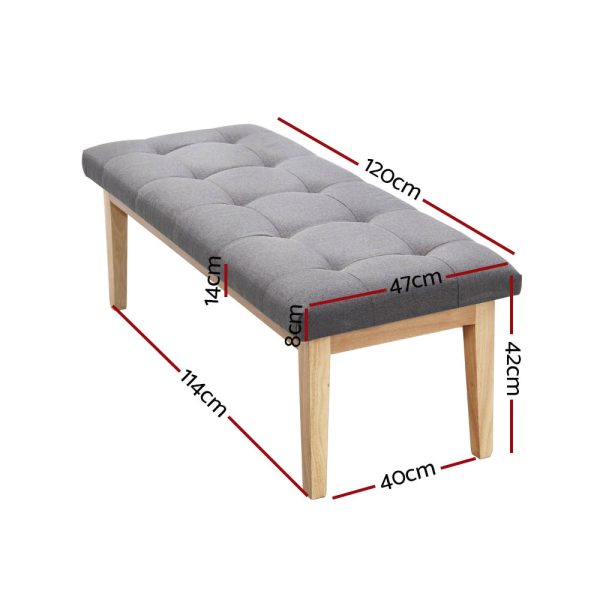 Ottoman Bench 120cm Foot Stool Linen Grey