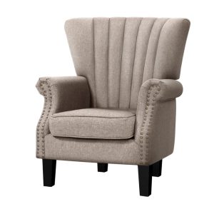 Upholstered Fabric Armchair Accent Tub Chairs Modern seat Sofa Lounge – Beige