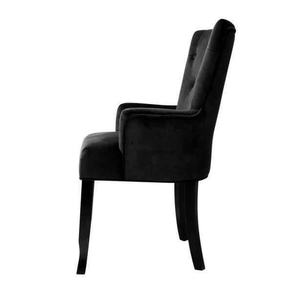 Dining Chair Velvet French Provincial Armchair Black