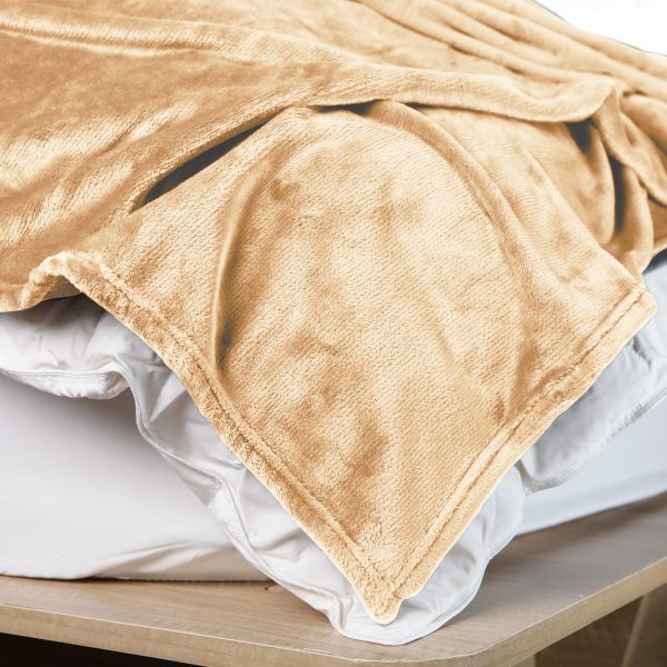 Royal Comfort Plush Blanket Throw Warm Soft Super Soft Large 220cm x 240cm – Camel