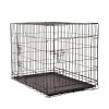 Dog Cage Pet Crate Cat Puppy Metal Cage ABS Tray Foldable Portable Black – Black – 76x53x59 cm