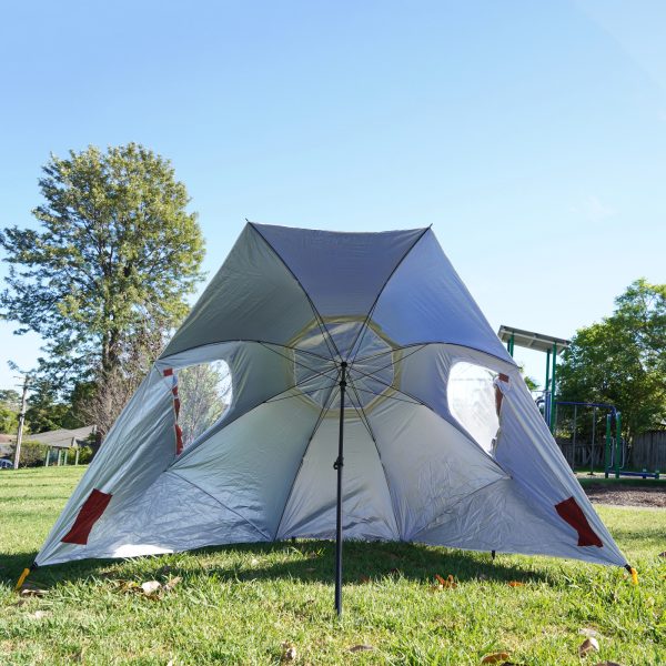 Outdoors Beach Umbrella 2.4M Outdoor Garden Beach Portable Shade Shelter – Red