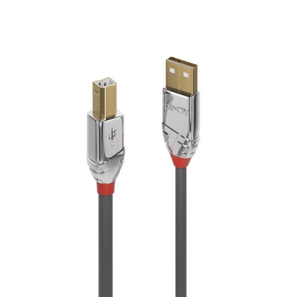 LINDY USB2 A-B Cable – 0.5m, Silver and Grey