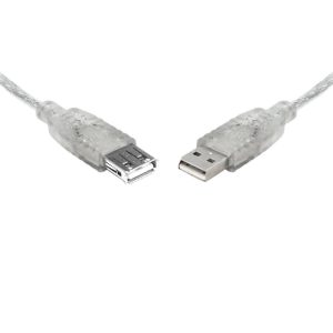 8WARE USB 2.0 Extension Cable A to A Male to Female Metal Sheath Cable – 1M, Transparent