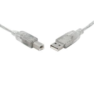 8WARE USB 2.0 Cable A to B Metal Sheath UL Approved – 5M, Transparent