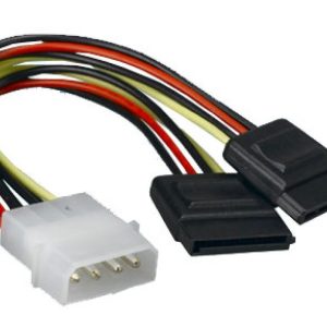 ASTROTEK Internal Power to SATA Molex Cable - 4 pins to 2x 15 pins 18AWG RoHS