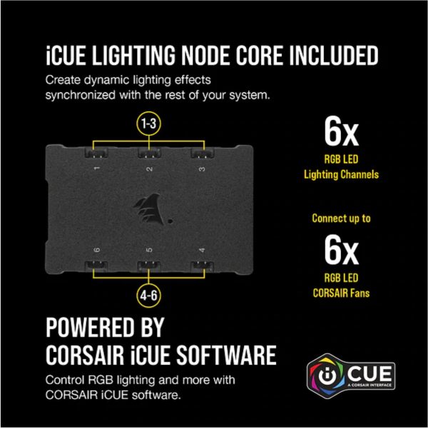 CORSAIR QL140 RGB Dual Fan Kit with Lighting Node Core, ICUE, Anti Vibration, Low-Noise 140 mm Fan Blade, RGB LED PWM Fan 26dBA, 502 CFM, 2 Fan Pack