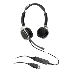 GRANDSTREAM GUV3005 Premium Dual Ear USB Headset, Busy Light, Noise Canceling Microphone, HD Audio, 2m USB Cable, Suits Teams, Zoom, 3CX