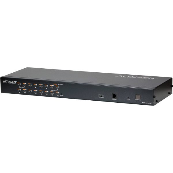 1-Console High Density Cat 5 KVM 16 Port with Daisy-Chain Port, supports 1920×1200 up to 30m on supported adapters, KVM Adapters not included