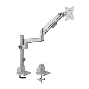 BRATECK Single Monitor Pole-Mounted Thin Gas Spring Monitor Arm Fit Most 17'-32' Monitors, Up to 9kg per screen VESA 75x75/100x100 Matte Grey