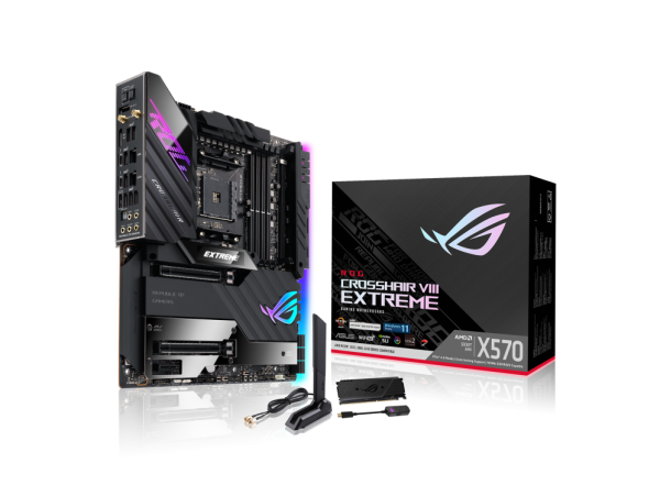 ASUS ROG CROSSHAIR VIII EXTREME AMD X570 EATX Gaming Motherboard, 5xM.2, USB3.2, WiFi 6, 10 Gb Ethernet, Intel 2.5Gb Ethernet, PCIe4.0, RGB