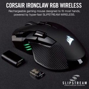 Corsair IRONCLAW RGB Wireless, FPS/MOBA 18,000 DPI, SLIPSTREAM Corsair Wireless Technology Gaming Mouse