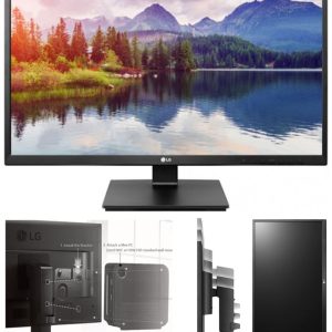 LG 23.8' IPS 5ms Business. Full HD, Monitor w/HAS PIVOT - VGA/DVI/HDMI/DP USB Speakers VESA100mm Height Adjust Stand