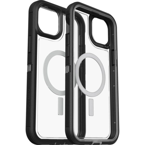 OTTERBOX Apple iPhone 14 Plus Defender Series XT Clear Case with MagSafe – Black Crystal (Clear/Black) (77-90064),5x Military Standard Drop Protection